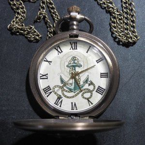 Navy, Coast Guard or Yacht ANCHOR Pocket Watch w/Chain